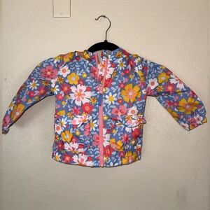Cat & Jack Girls 2T Raincoat Floral Hood Cute